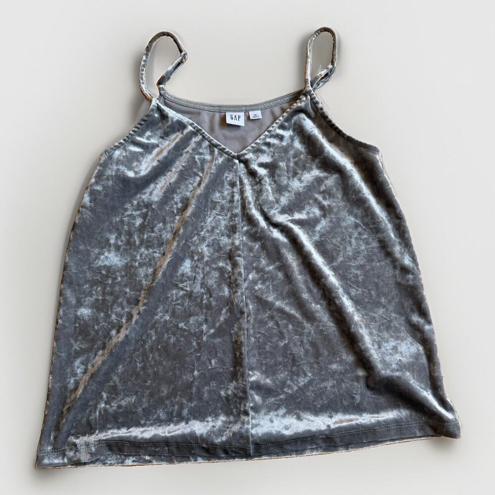 GAP Velvet Camisole Top Womens XS Silver Grey Y2K Spaghetti Strap